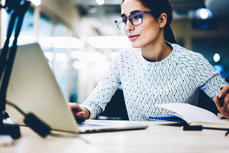 Woman researching for a new job